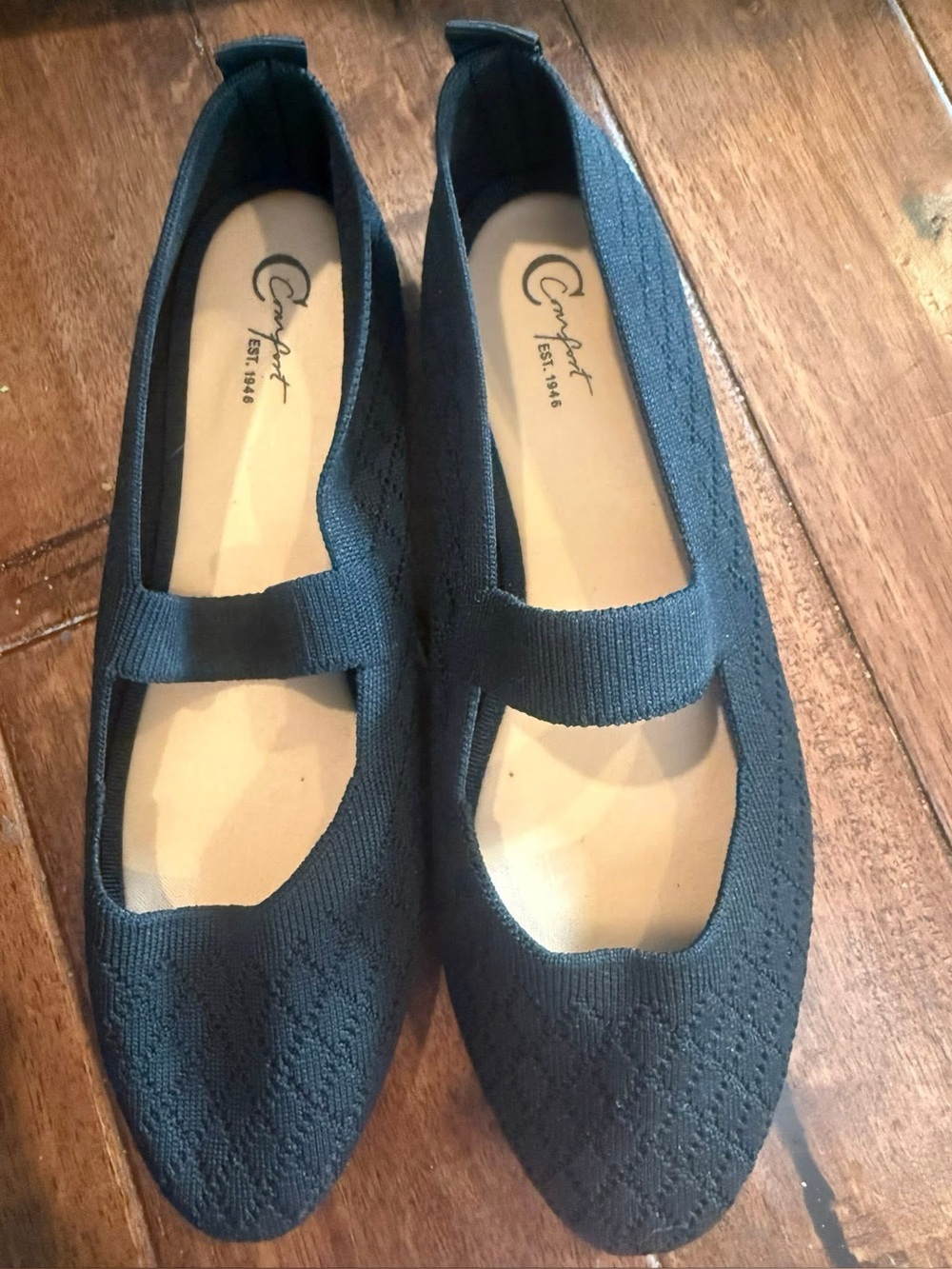 Comfort Knit Mary Jane Flats in Navy Blue